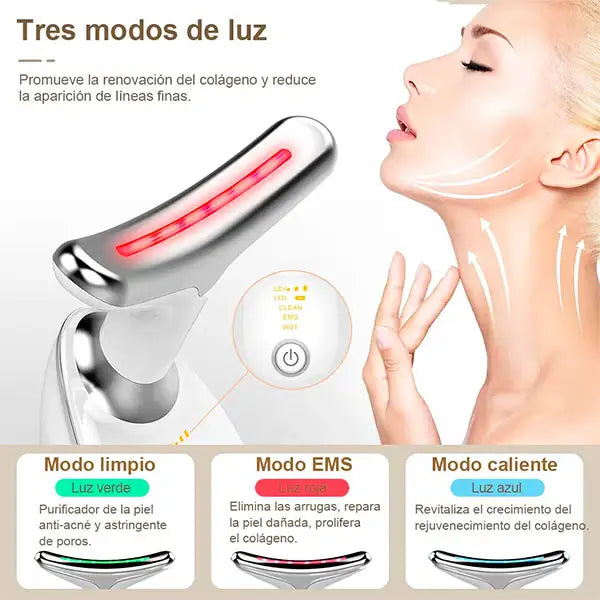 Masajeador Facial LED con Vibración
