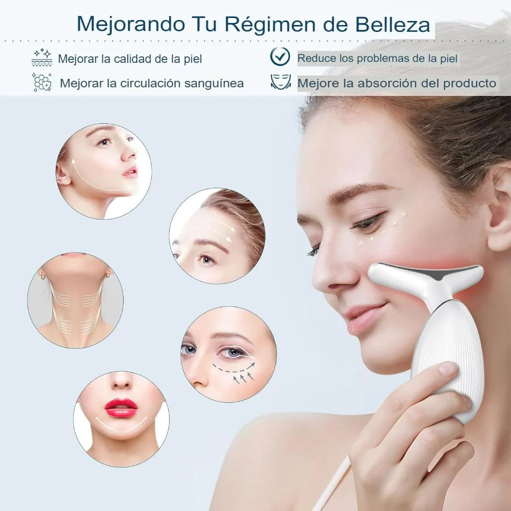 Masajeador Facial LED con Vibración